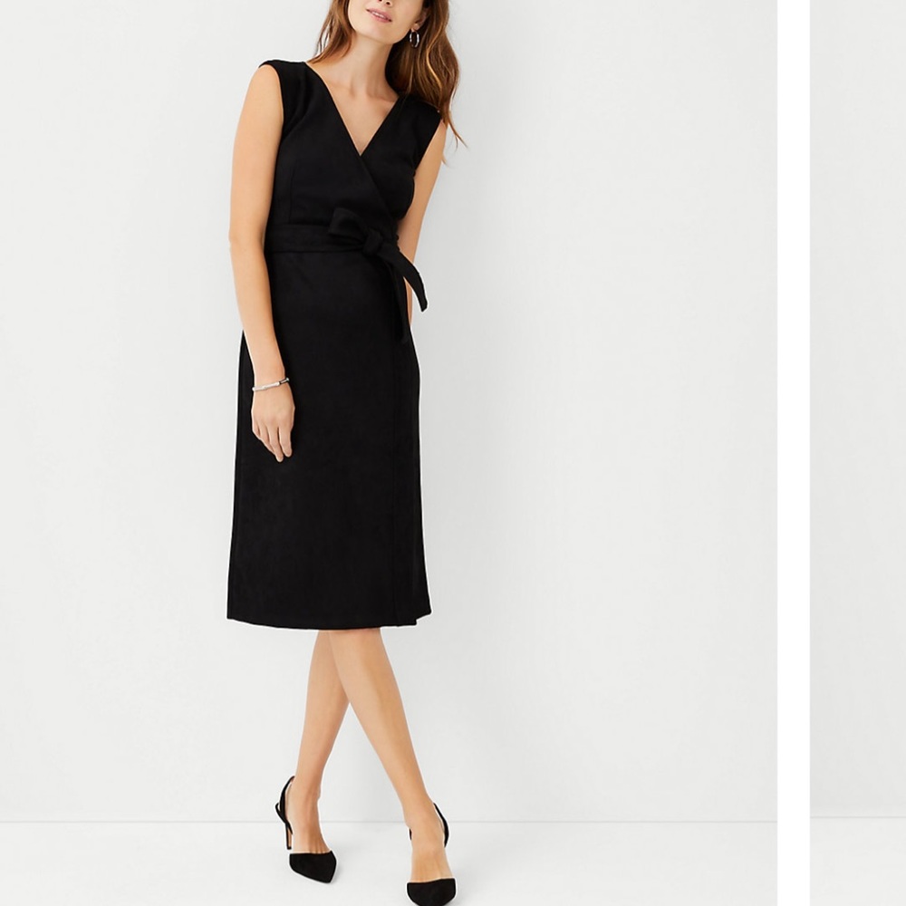 Ann Taylor Faux Suede Wrap Midi Dress 576229